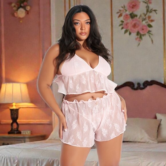 Frederick's of Hollywood Other - Rosalind Lace & Satin Trimmed Sleep Cami & Shortie